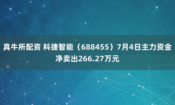 真牛所配资 科捷智能（688455）7月4日主力资金净卖出266.27万元